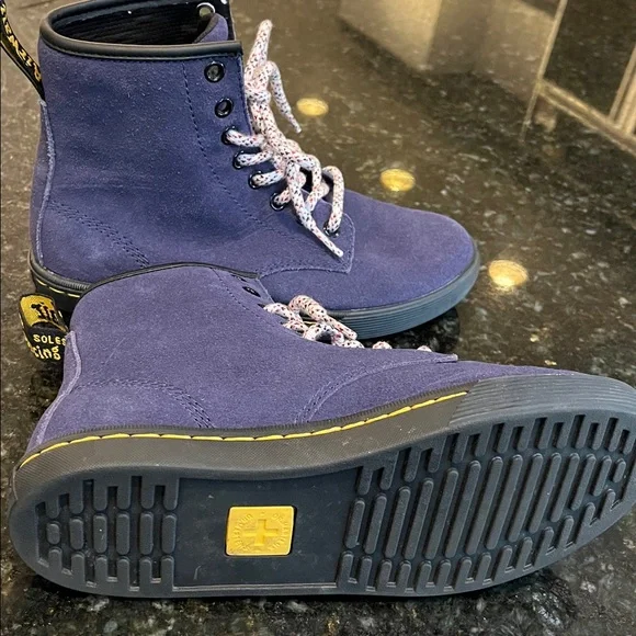 Dr. Marten Size Blue Canvas Sheridan Boots Lace Up Combat - Sz 5 - Picture 4 of 5